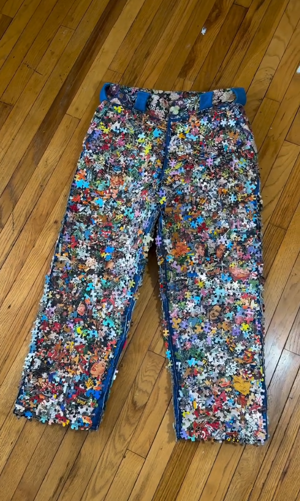 Chic Print Puzzle Jeans