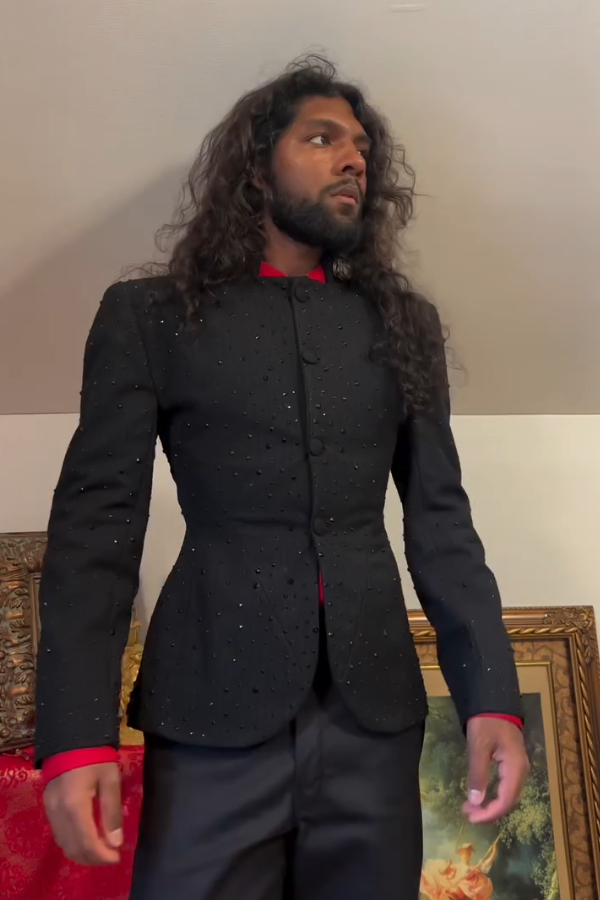 Corset Back Black Rinestones Blazer