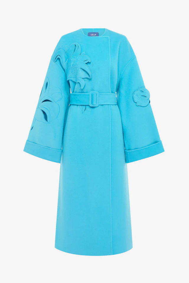 Embroidered Florals Wool Coat