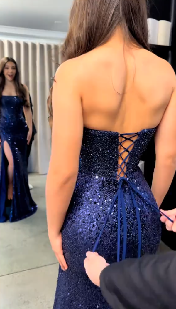 Sequin Mesh Evening Dress