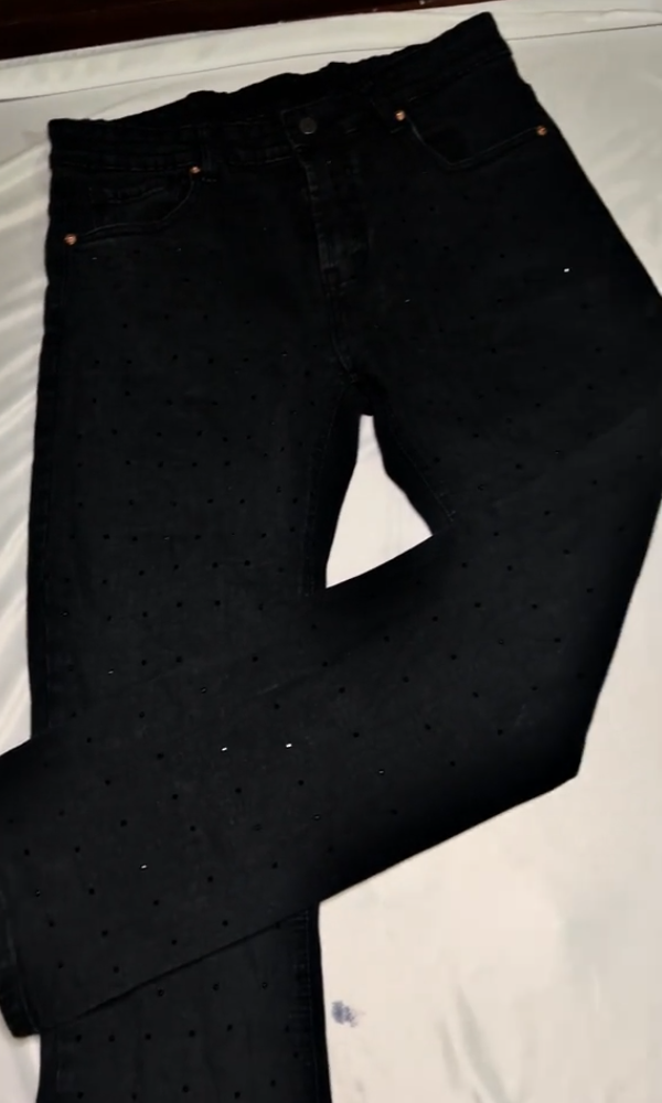 Black Crystal Rhinestones Jeans
