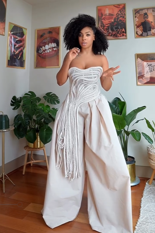 Asymmetrical Rope Corset & Ballon Pant Set