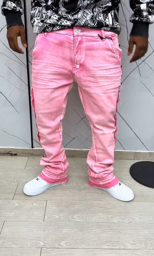 Pink Studded Trendy Jeans