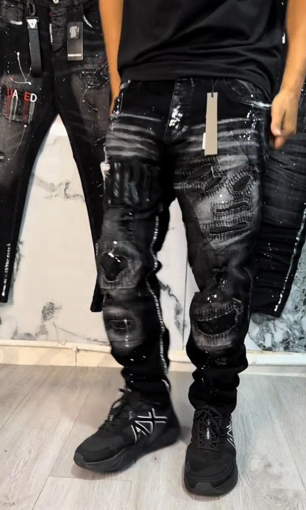 Black Starbust Splatter Jeans