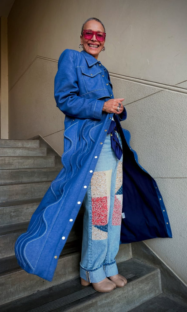 Unique Wavy Denim Coat