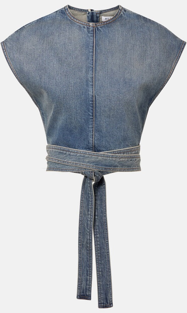 Belted Denim Crop Top & Jeans Set