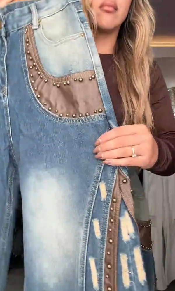 Women's Studded Distressed Jeans