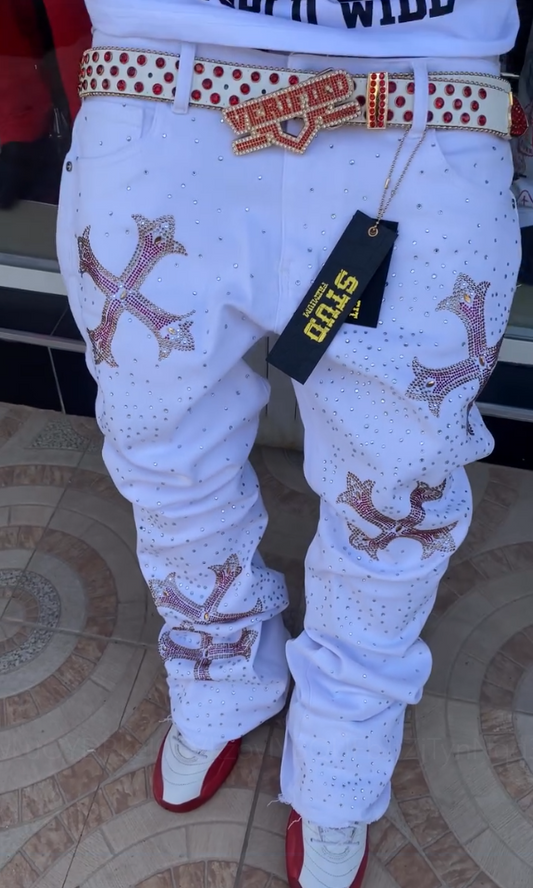 Men's Cross Rhinestone Trendy Jeans