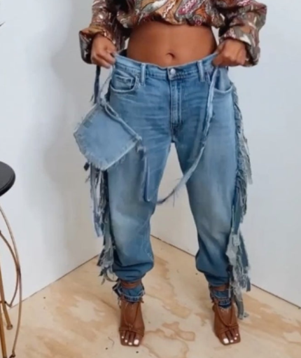 Stylish Fringed Denim Pants