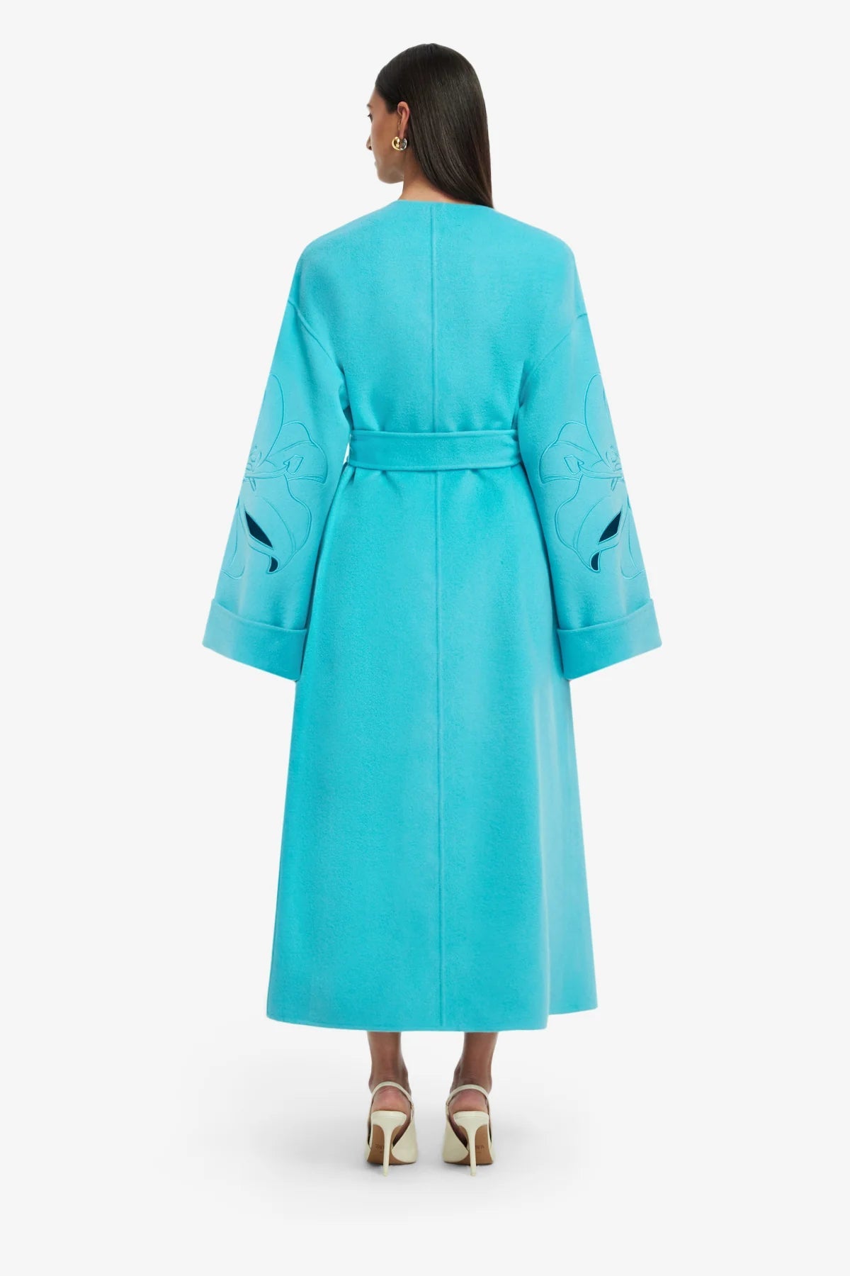 Embroidered Florals Wool Coat