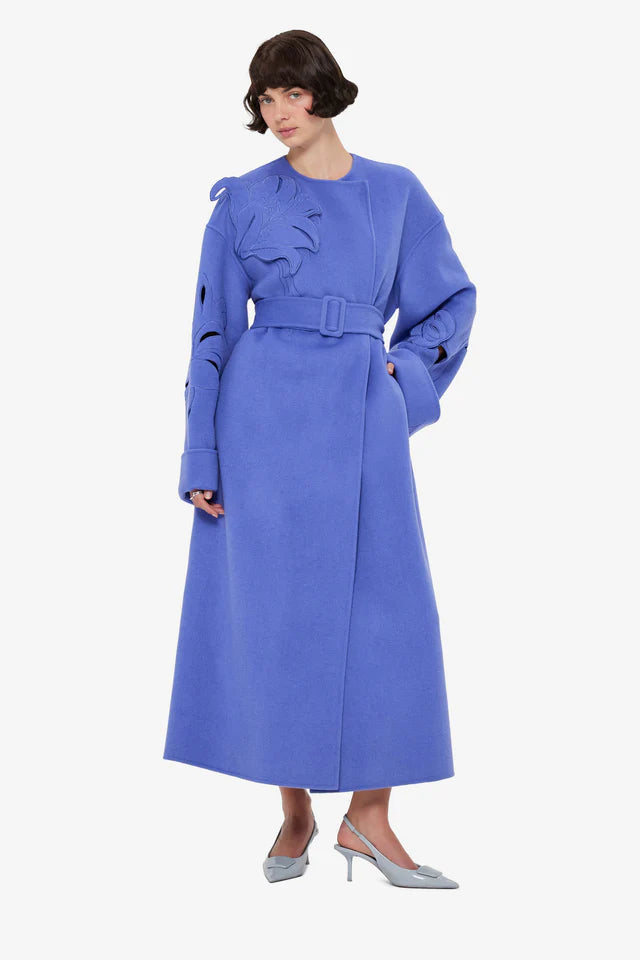 Embroidered Florals Wool Coat