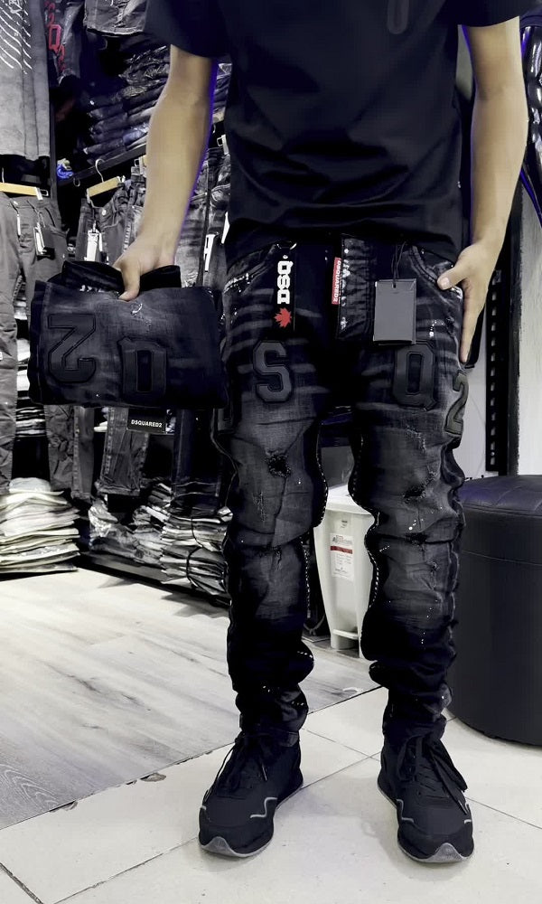 Men's Trendy Splatter Embroidered Jeans