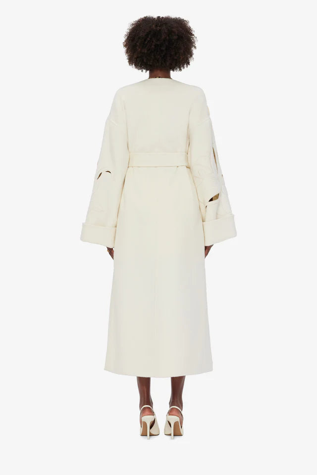 Embroidered Florals Wool Coat
