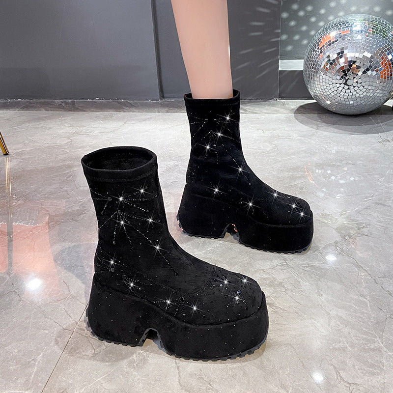 Women's Shiny Platform Casual Boots