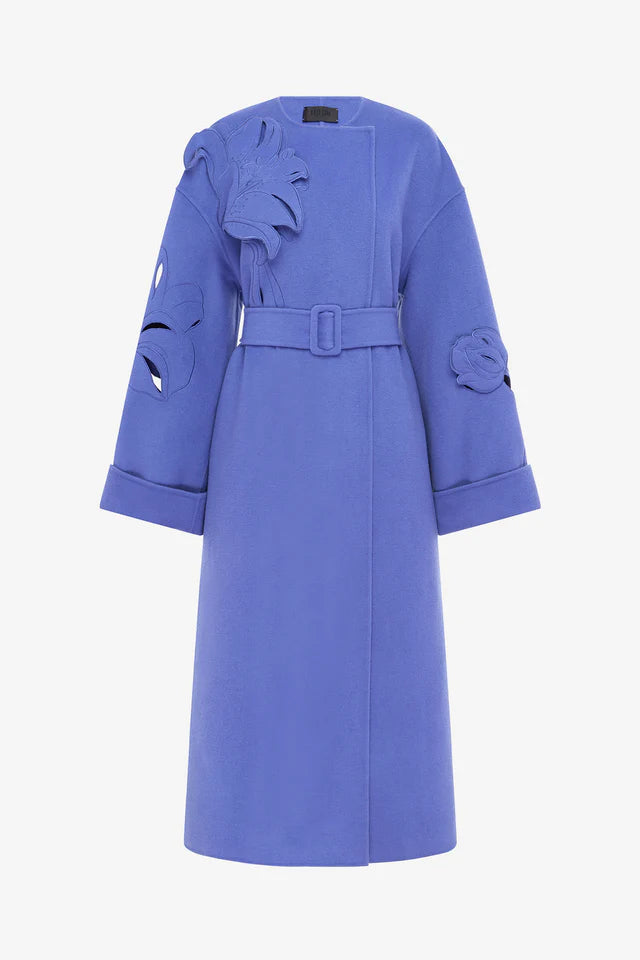 Embroidered Florals Wool Coat