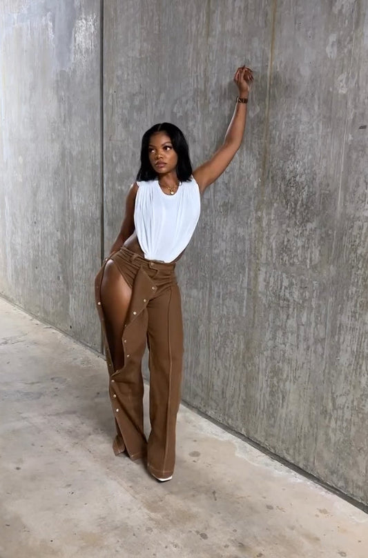 Side Snap Casual Jeans