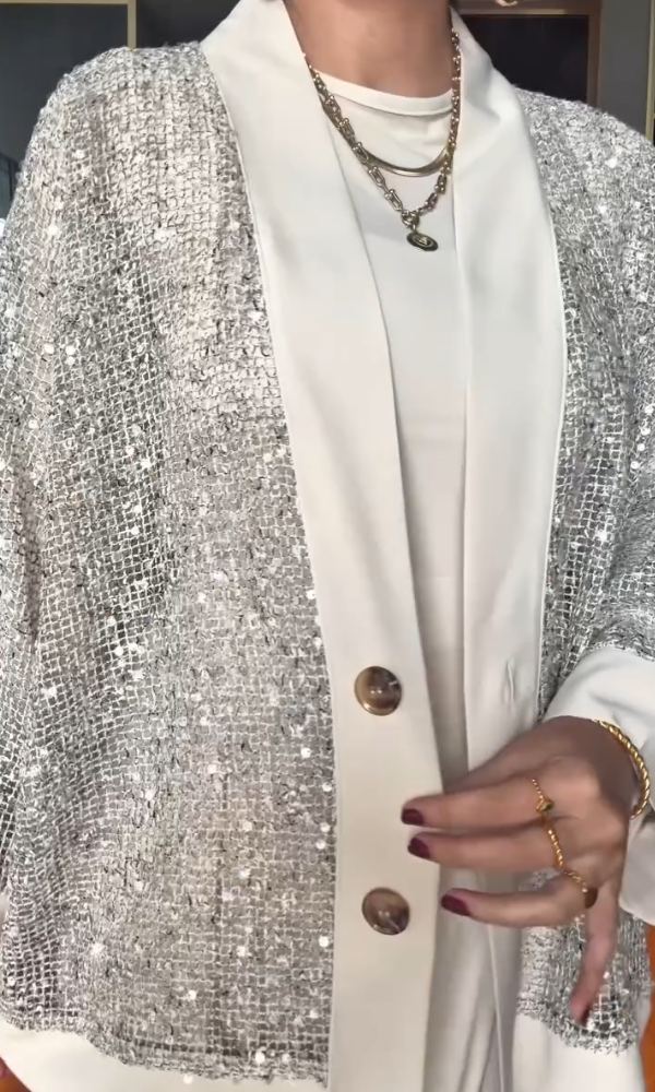 Sequin Button Coat