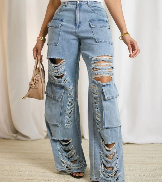 Chic Fly Girl Cargo Jeans