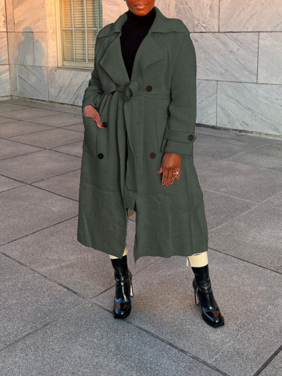 Chic Knit Sweater Trench Coat