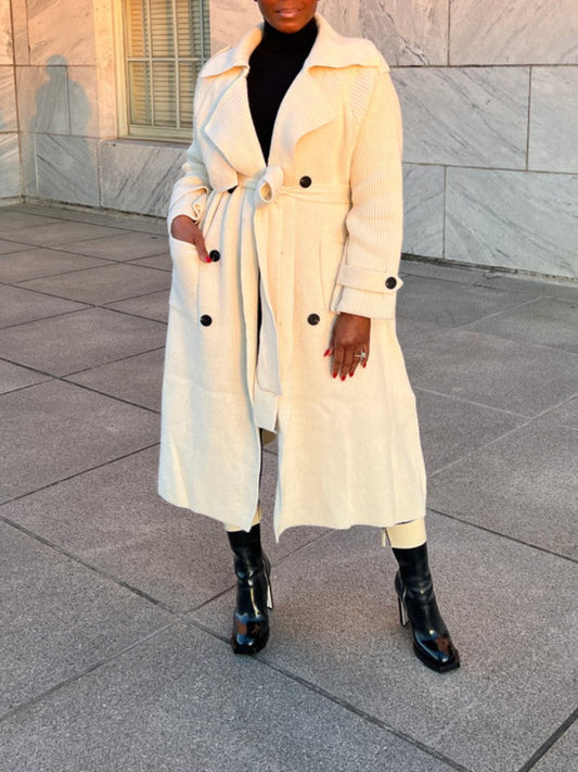 Chic Knit Sweater Trench Coat