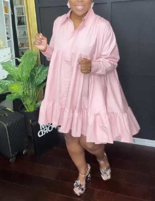 Ruffled long sleeve dress