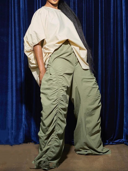 High Waist Hip Pleated Pants