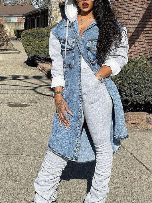Casual Warm Hoodie Denim Jacket
