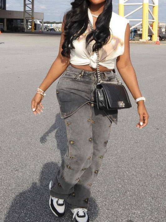 Double-breasted Detachable Jeans