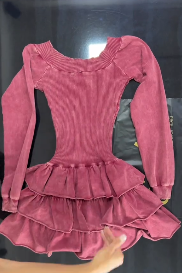 Casual Stretch Crew Neck Mini Dress