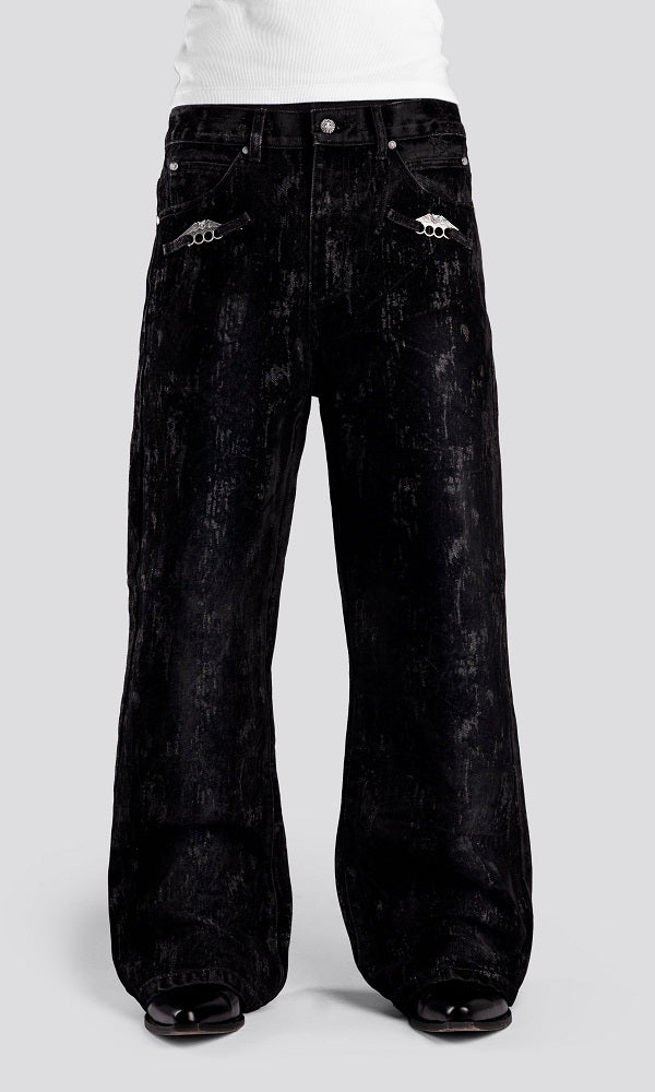 Men's Chic Flocked Flared Jeans