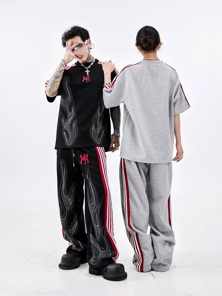 Couples' Flame Diamond T-shirt & Trousers Set