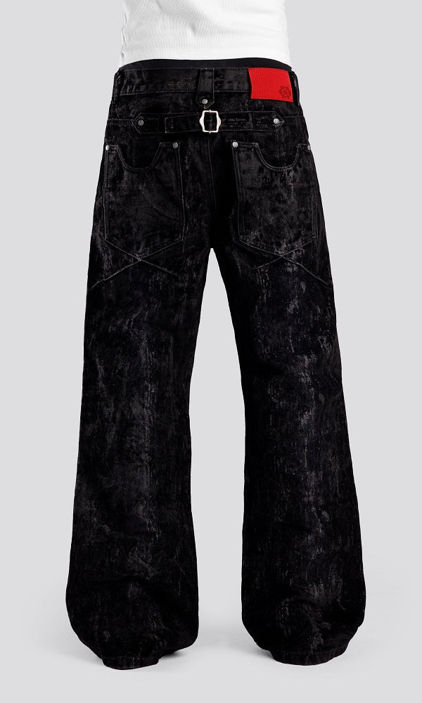 Men's Chic Flocked Flared Jeans