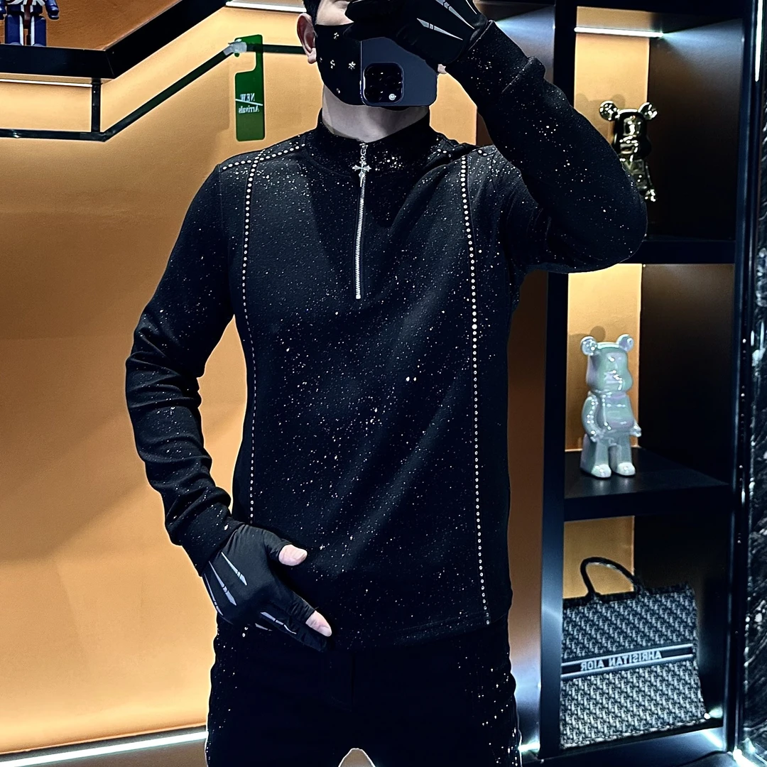 Sequined Embroidered Zip-up Top