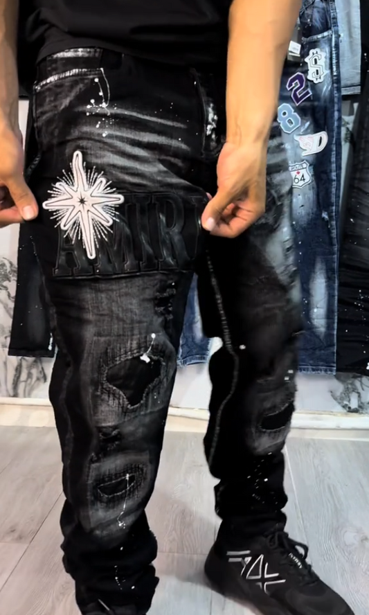 Black Starbust Splatter Jeans