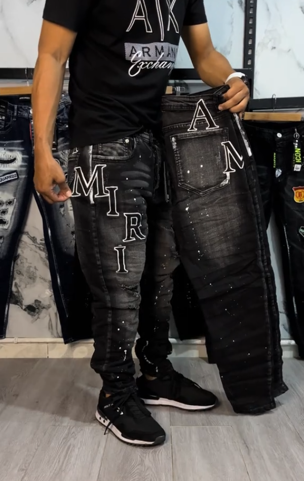 Men's Casual Splatter-painted Ripped Jeans