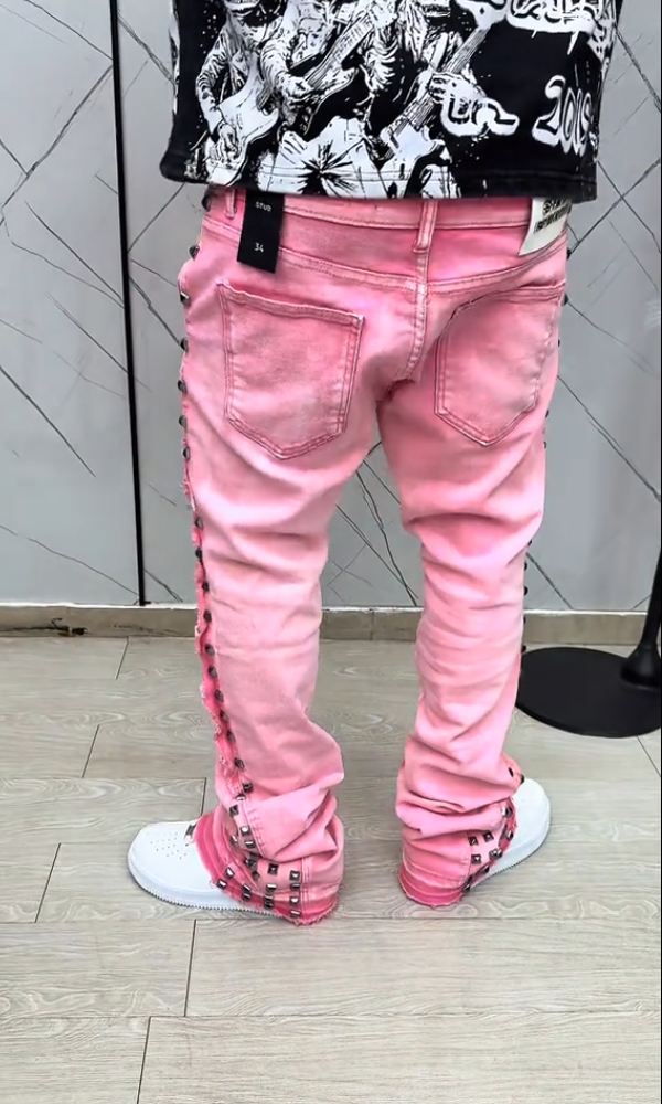Pink Studded Trendy Jeans