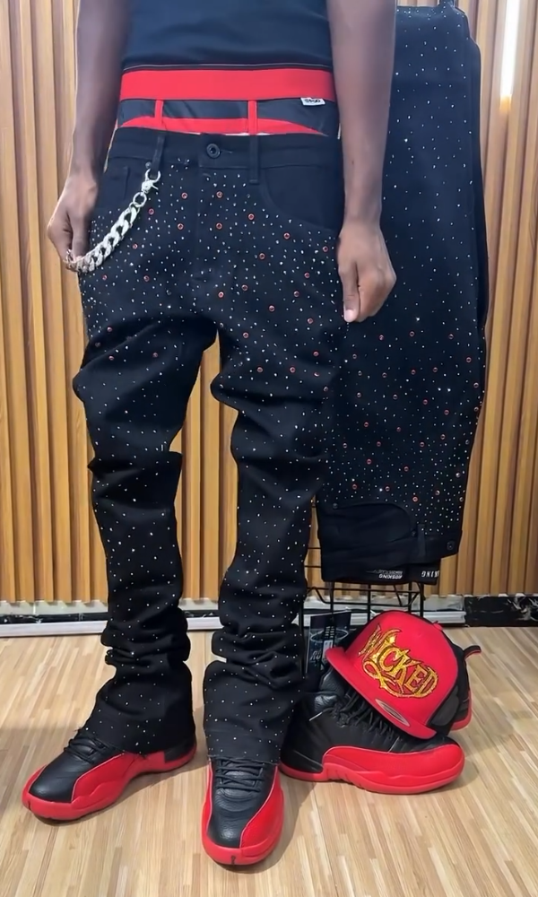 Sparkling Rhinestone Casual Pants