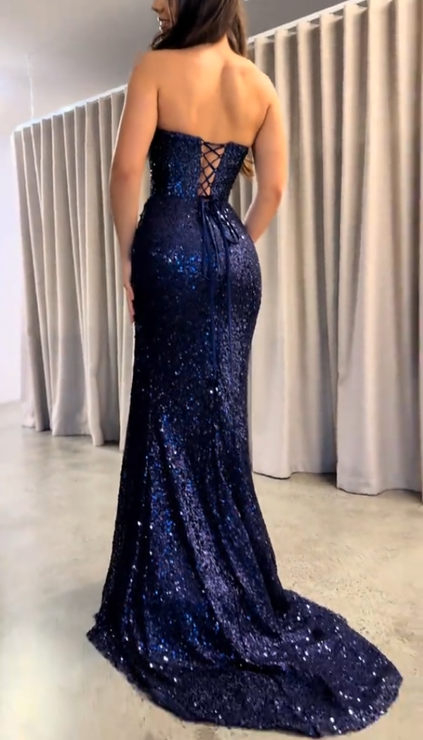 Sequin Mesh Evening Dress