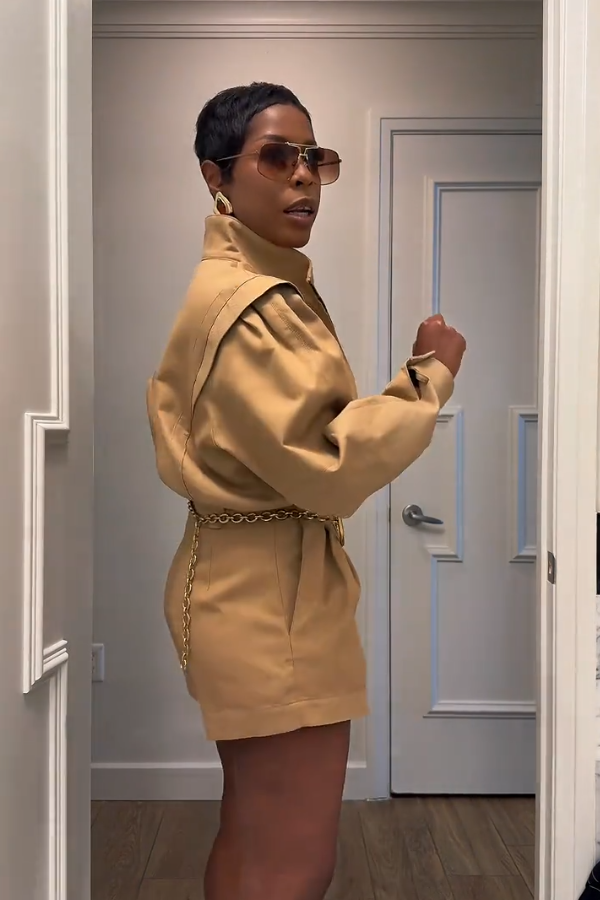 Stand Collar Puff-sleeve Zipper Romper