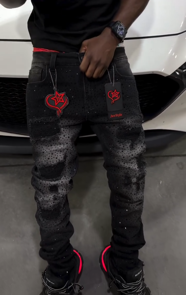 Men's Fashion Distressed Rhinestone Jeans