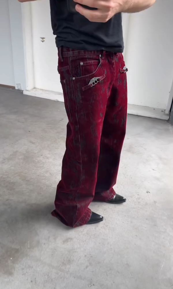 Men's Chic Flocked Flared Jeans