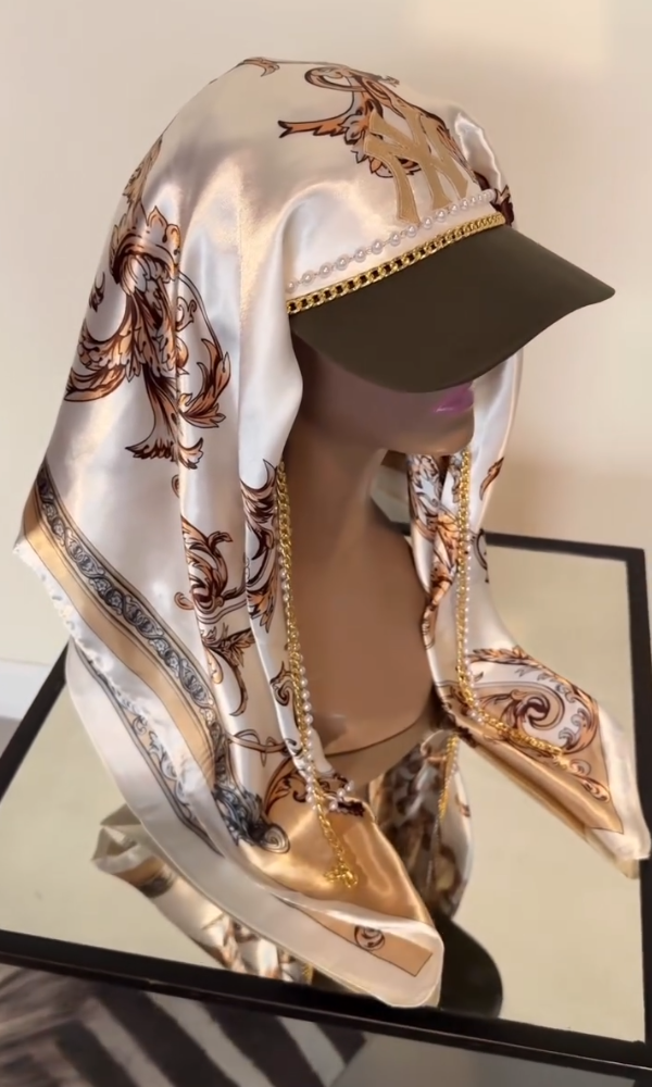 Scarf-Hats Pearls and Gold Chains