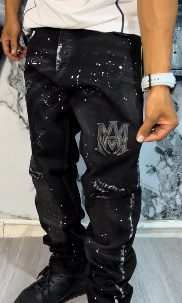 Men's Ripped Casual Splatter Paint Jeans