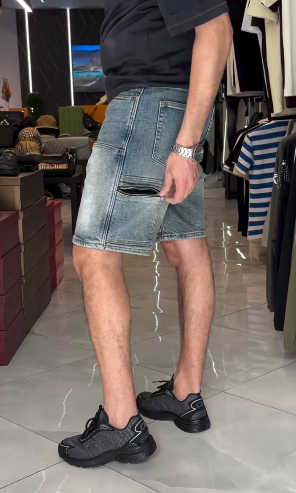 Back Zipper Denim Shorts
