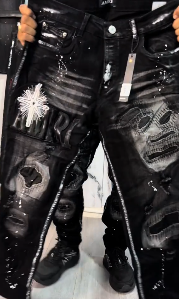Black Starbust Splatter Jeans