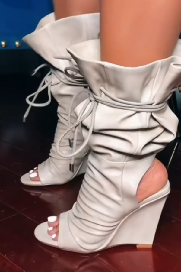 Leather Wedge Bootie