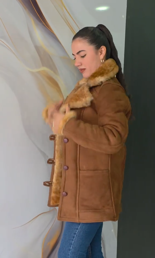 Women's Wool Faux Fur Button Coat