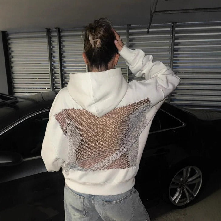 Versatile Backless Mesh Hoodie