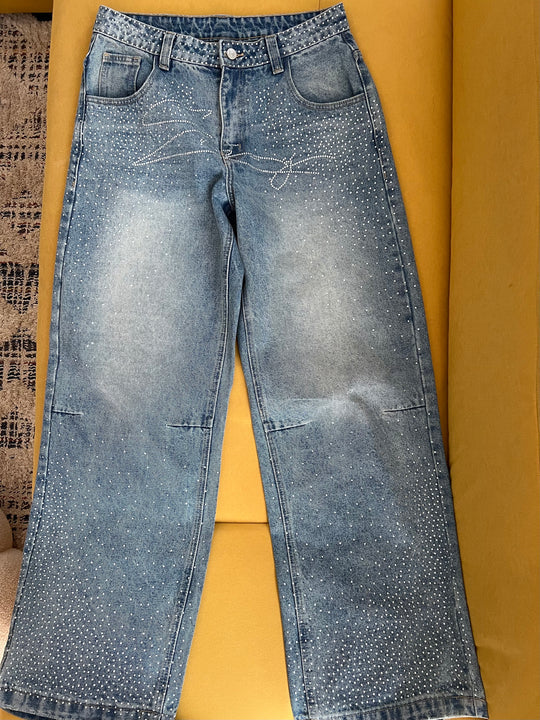 Chic Crystal Loose Jeans
