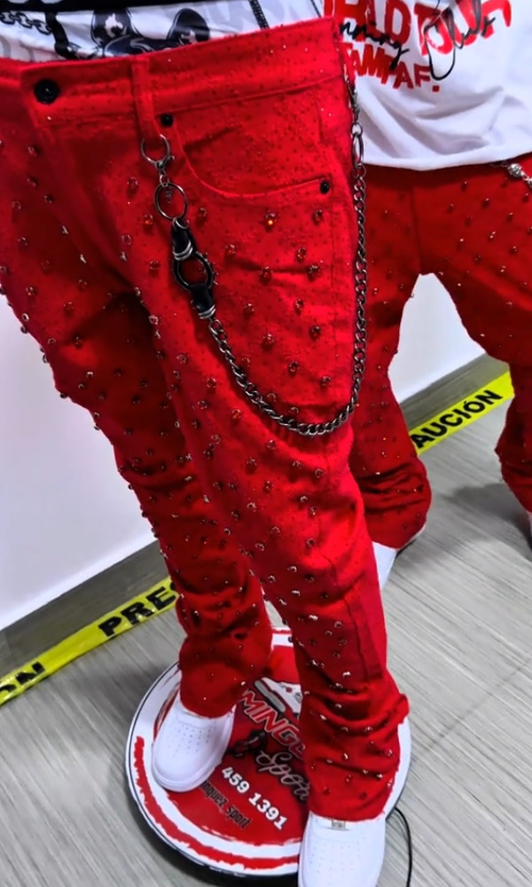 Sparkling Rhinestone Casual Jeans